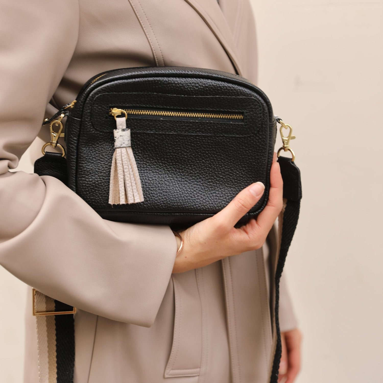Lola Black Leather Crossbody Bag