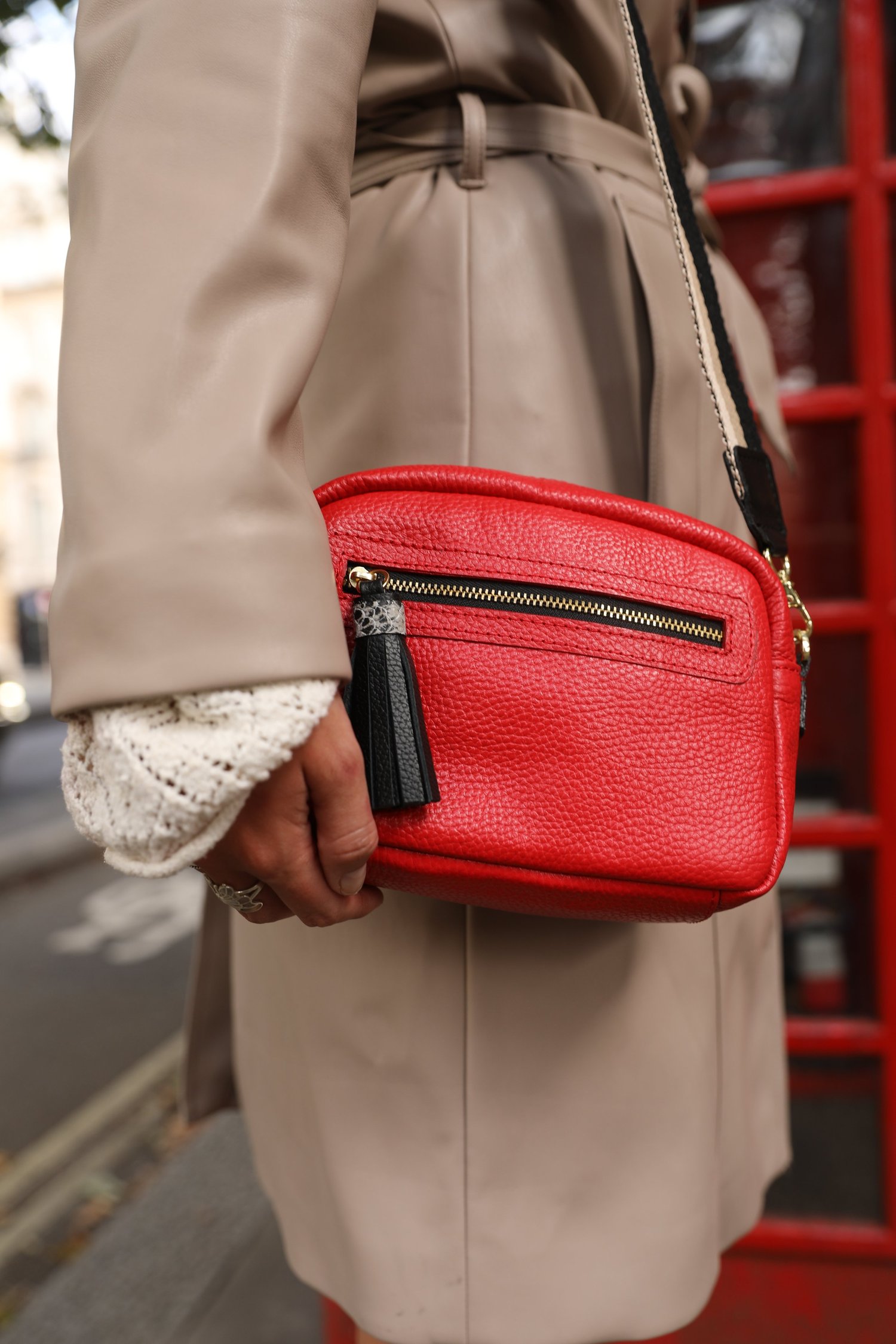 Lola Red Leather Crossbody Bag